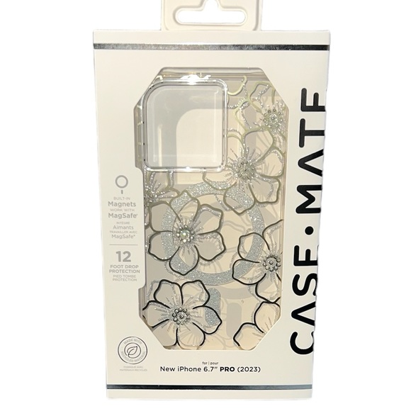 CASE-MATE Glitter Floral Gems MagSafe iPhone 15 PRO MAX Hard Case - Picture 10 of 16